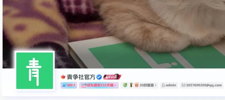 图片[1]-子比主题美化 - 给个人中心和用户页头部添加ID展示和注册时长美化-青争开放社区
