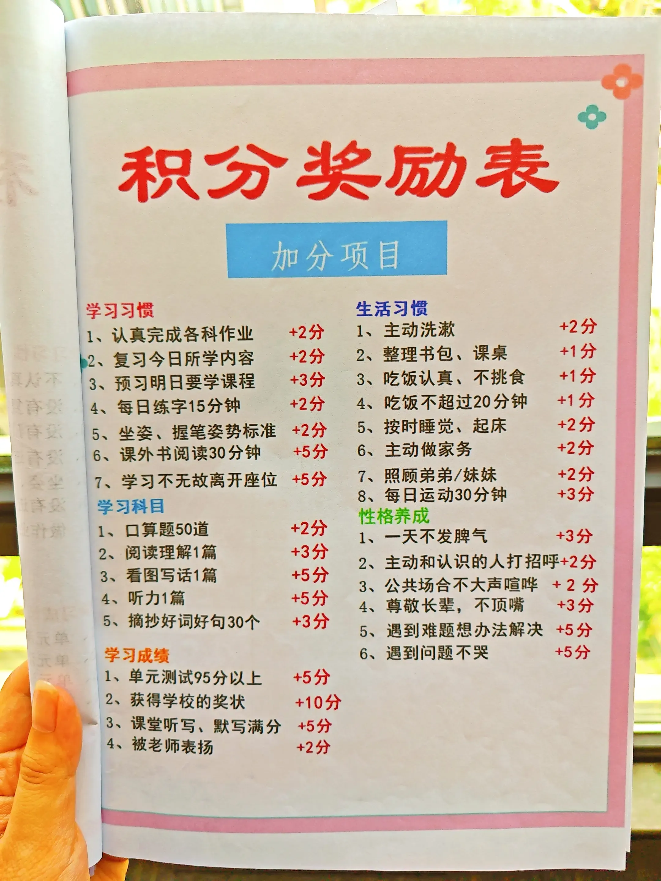 用积分奖励表来激励孩子 会得到意想不到的效果😄-青争开放社区